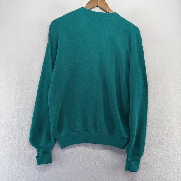 Vintage London Fog Cardigan Sweater Men's Medium Blue Made In USA Knit Grandpa - Picture 7 of 8